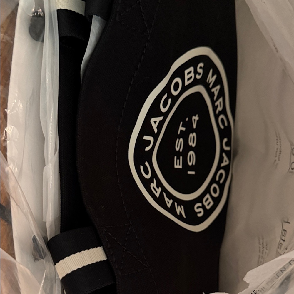 Marc Jacobs Black Canvas Tote with White Logo